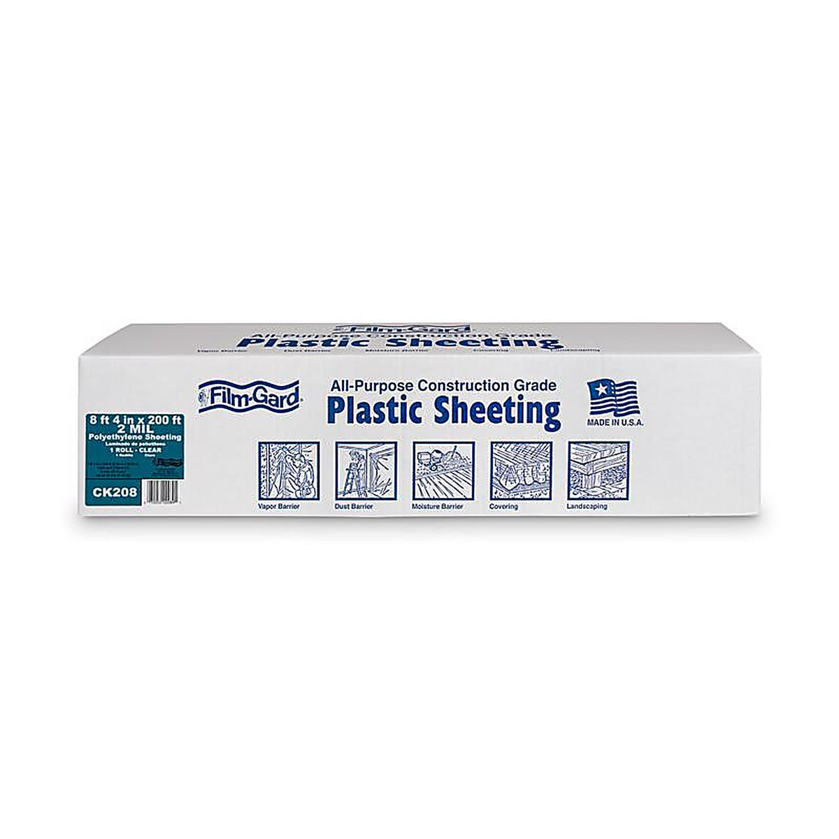 Film-Gard 625809 Plastic Sheeting 2 mil x 8 ft. 4 in. W x 200 ft. L Polyethylene Clear