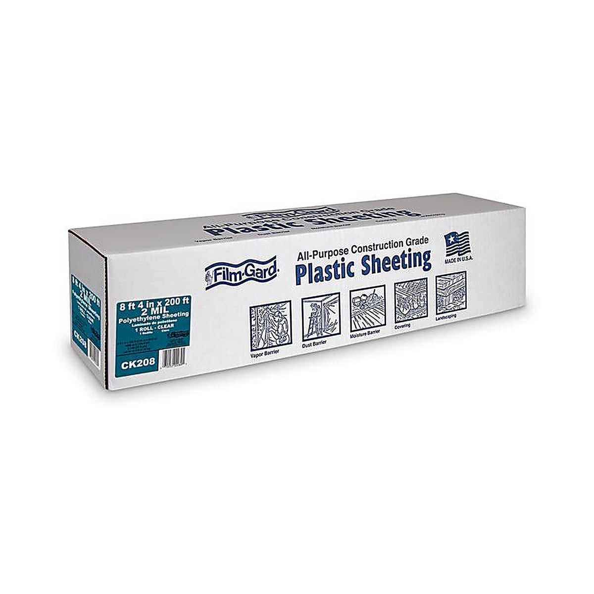 Film-Gard 625809 Plastic Sheeting 2 mil x 8 ft. 4 in. W x 200 ft. L Polyethylene Clear