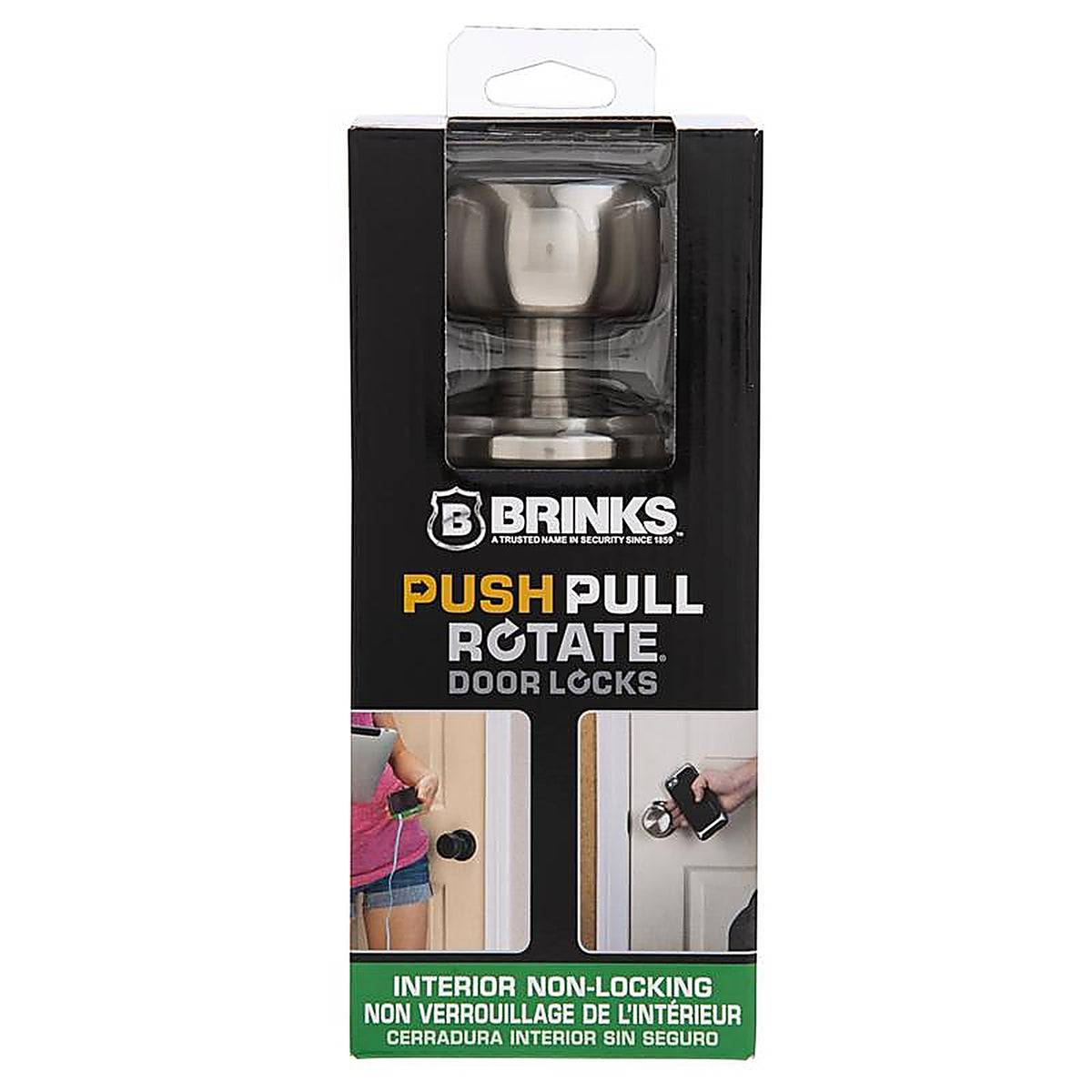 Brinks 23041-119 Push Pull Rotate Stafford Satin Nickel Single Cylinder Lock ANSI Grade 2 KW1 1.75 in.