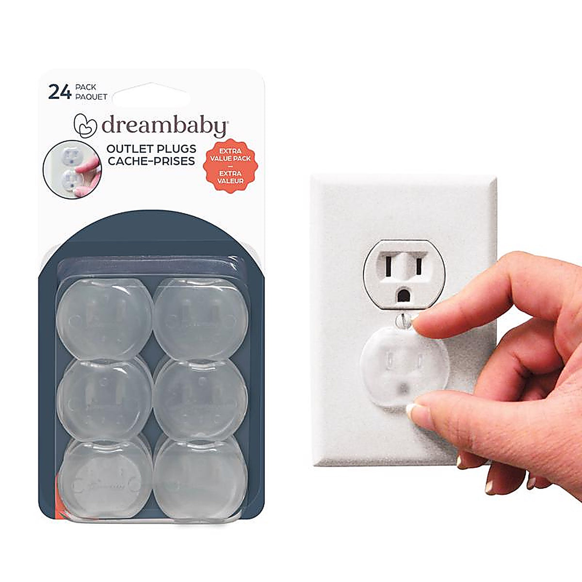Dreambaby L1821A Clear Plastic Outlet Safety Plugs 24/Pack