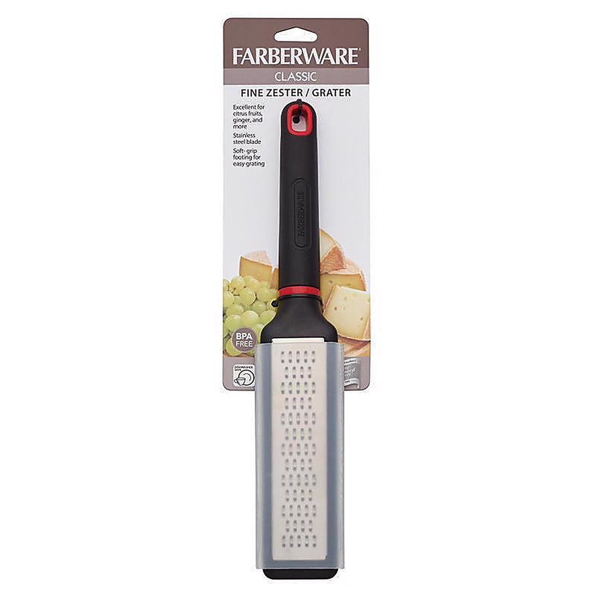 Farberware 5211655 6 in. L Black/Silver Plastic/Stainless Steel Zester Grater