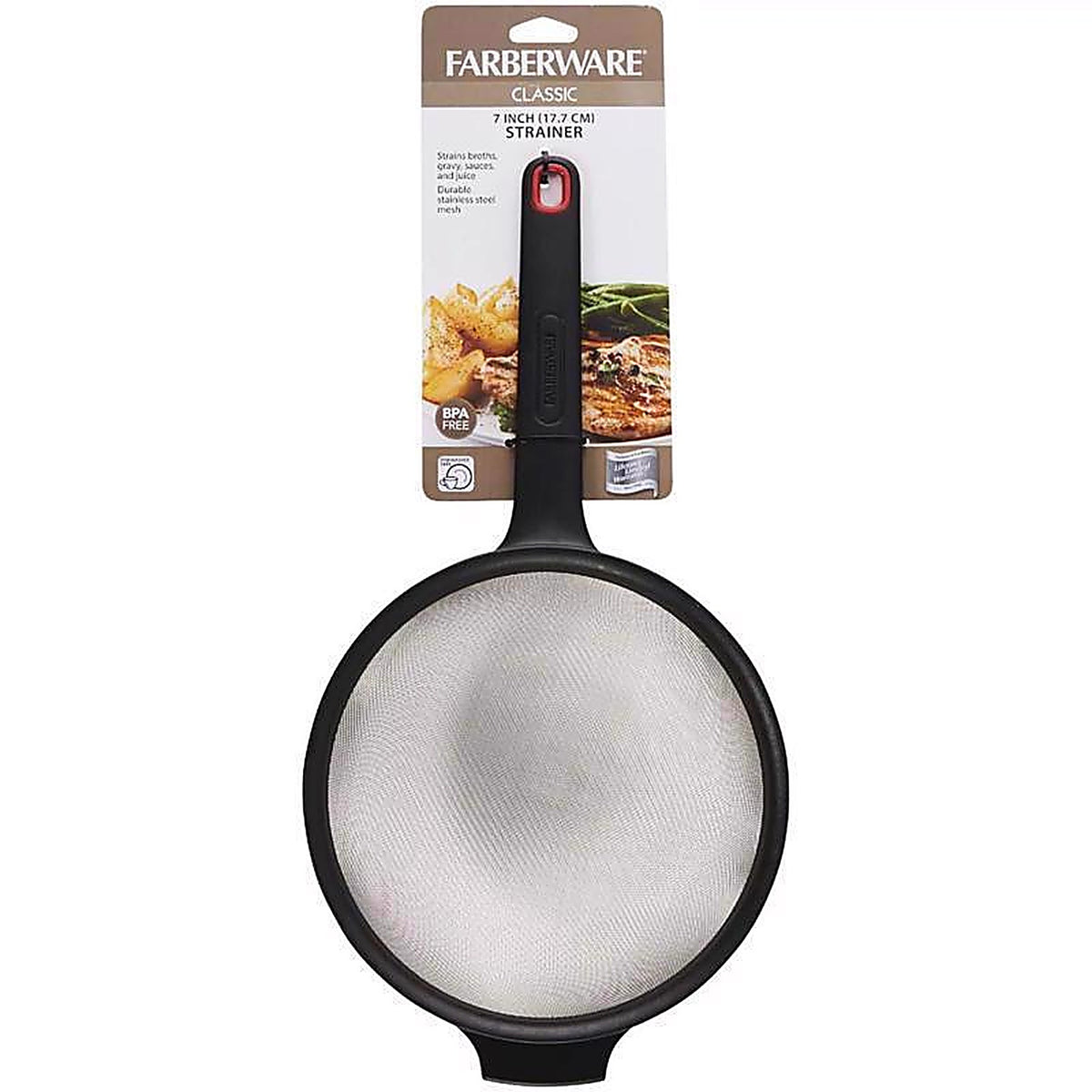 Farberware 5211600 13-1/2 in. L Black/Silver Plastic/Stainless Steel Strainer