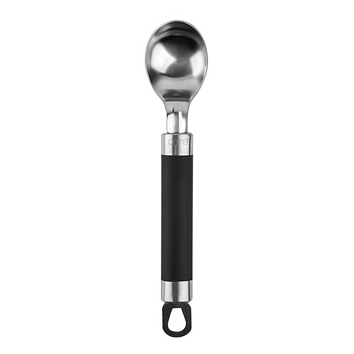 Core Kitchen AC29838 2.75 in. W x 10.23 in. L Black/Silver Stainless Steel/TPR Ice Cream Scoop L-10.23 W-2.75 H-0.90