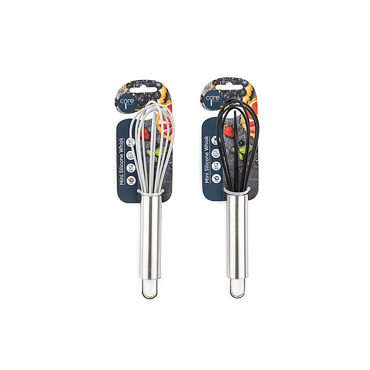 Core Kitchen AC29916 1.69 in. W x 6.50 in. L Silver Silicone/Stainless Steel Mini Whisk L-6.50 W-1.69 H1.69