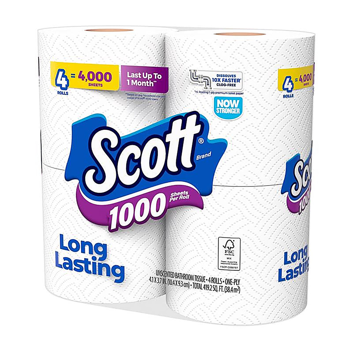 Scott 10183 Toilet Paper 4 roll 1000 sheet 4 in.