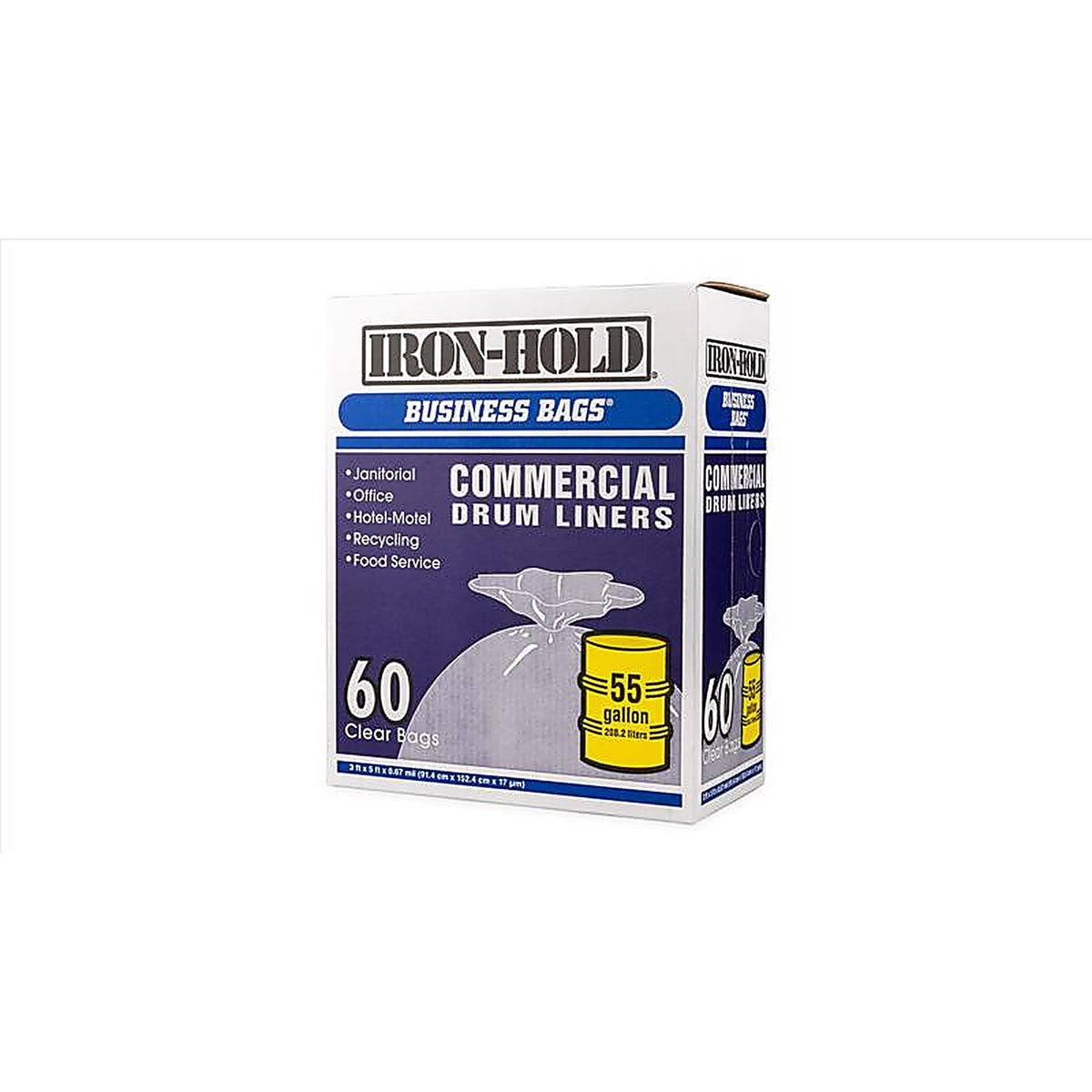 Business Bags 618644 Iron-Hold 55 gal. Drum Liners Twist Tie 60/Pack