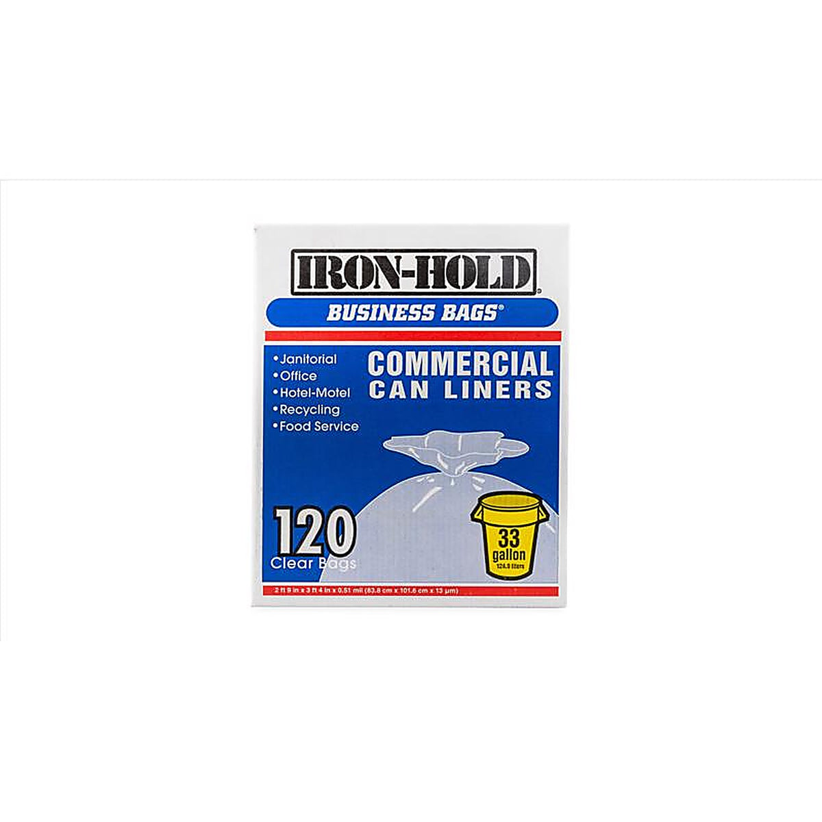 Business Bags 618632 Iron-Hold 33 gal. Drum Liners Twist Tie 120/Pack