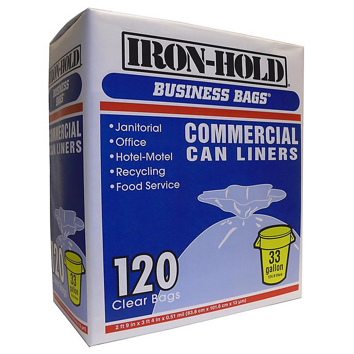 Business Bags 618632 Iron-Hold 33 gal. Drum Liners Twist Tie 120/Pack