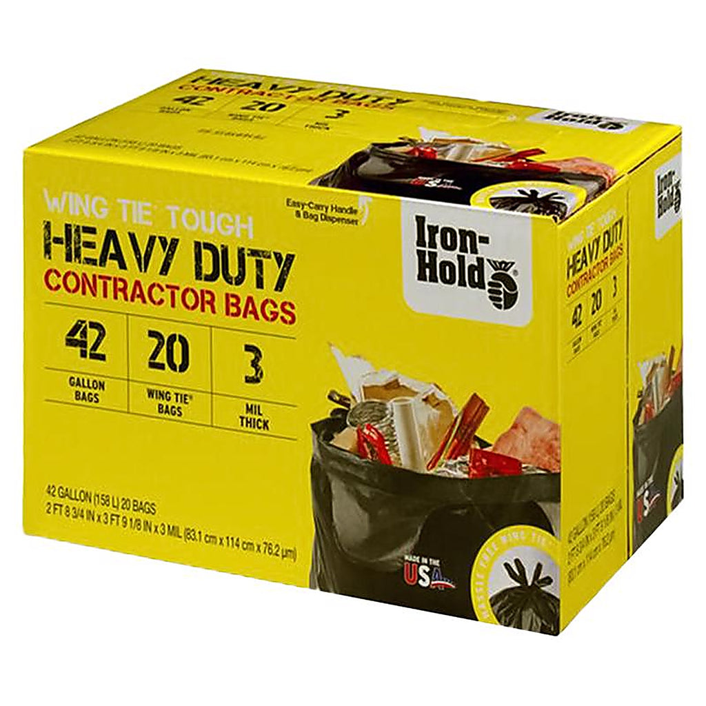 Iron-Hold 1652986 42 gal. Contractor Bags Wing Ties 20/Pack