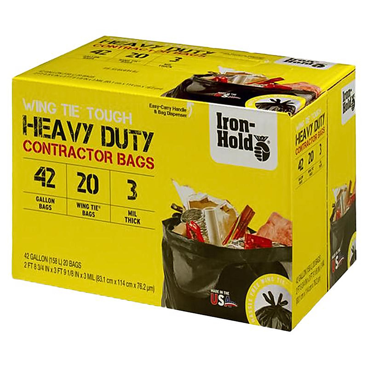 Iron-Hold 1652986 42 gal. Contractor Bags Wing Ties 20/Pack