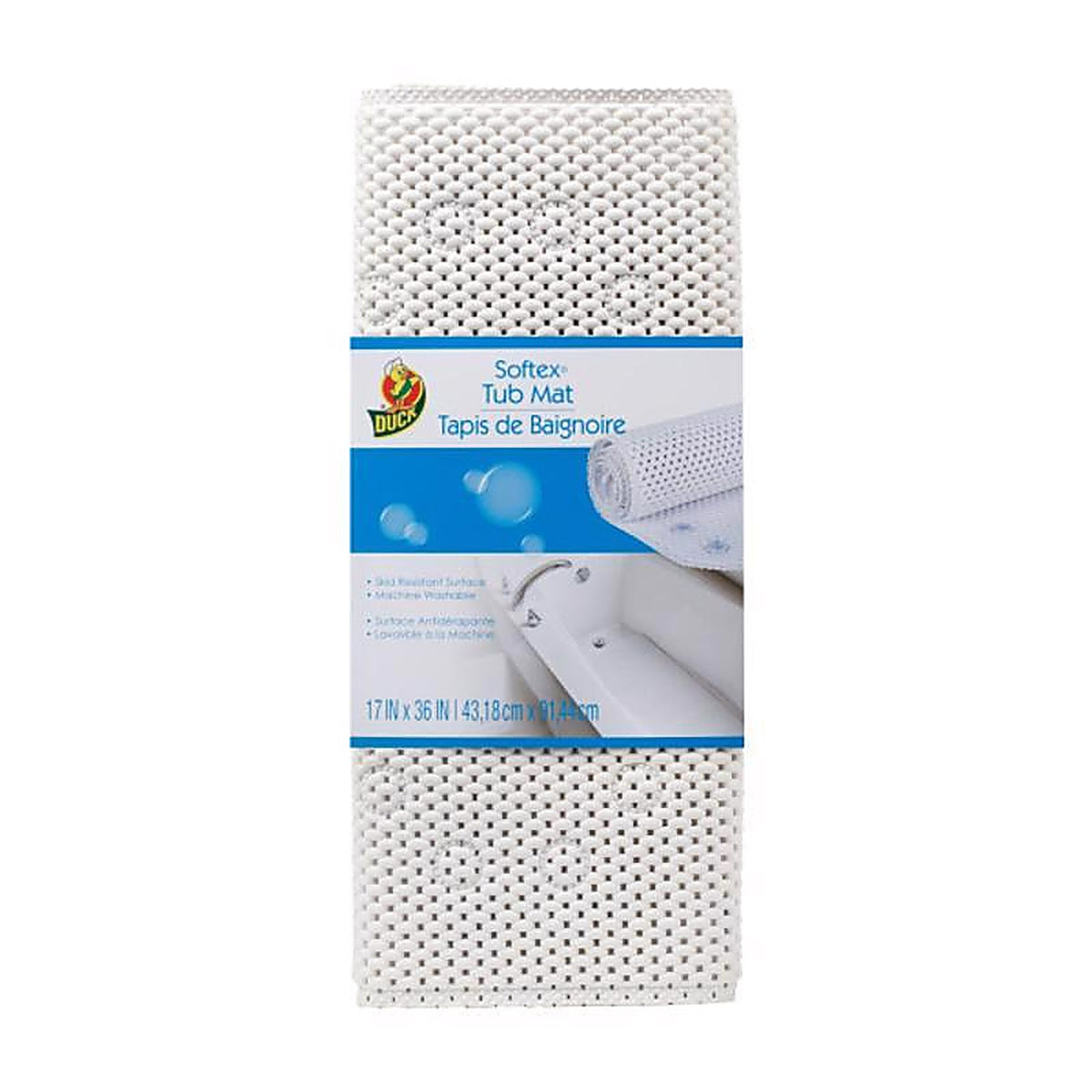 Duck 393477 Softex 17 in. L x 36 in. W White Polypropylene Bath Mat Latex Free