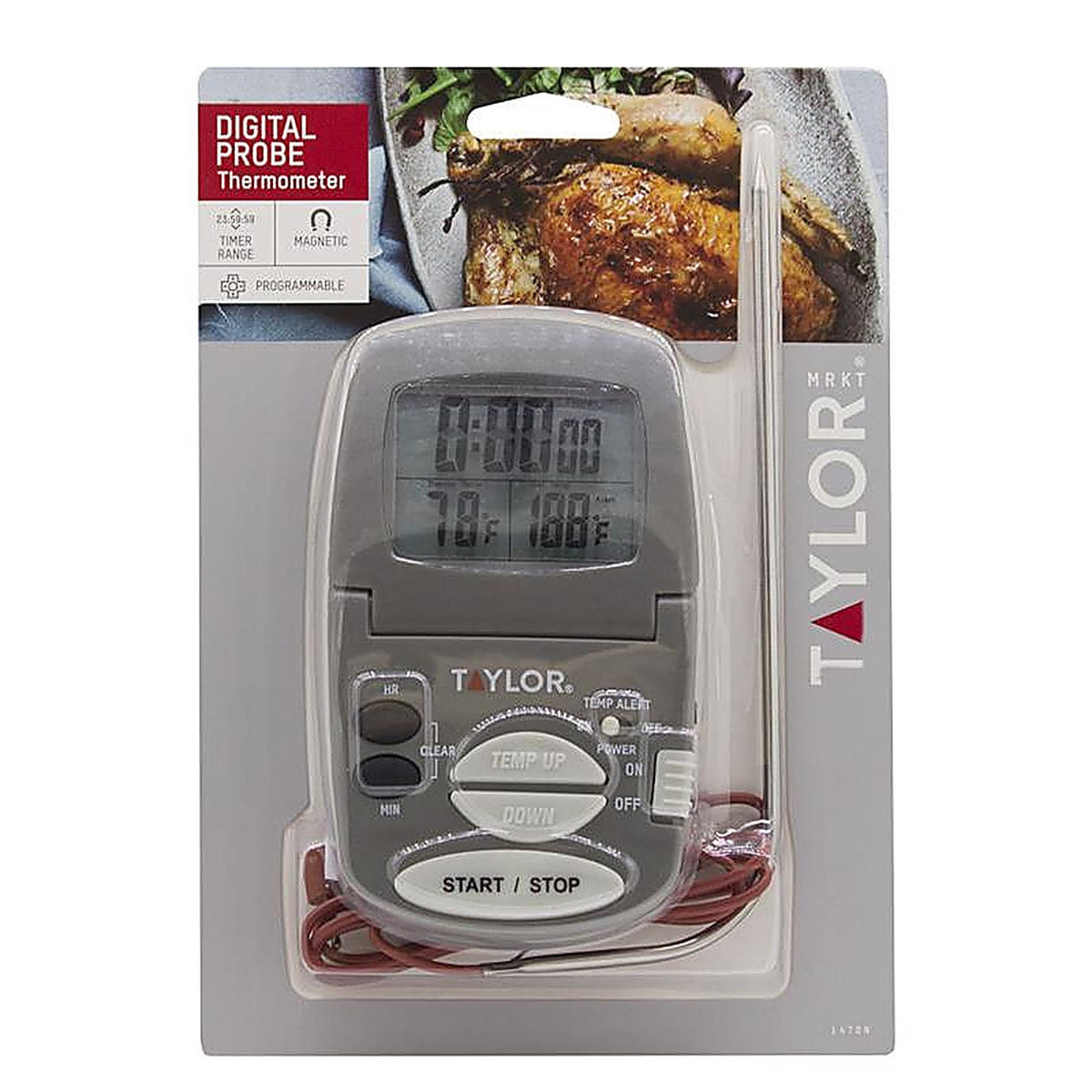 Taylor 1470N Instant Read Digital Probe Thermometer w/ Alarm & Timer
