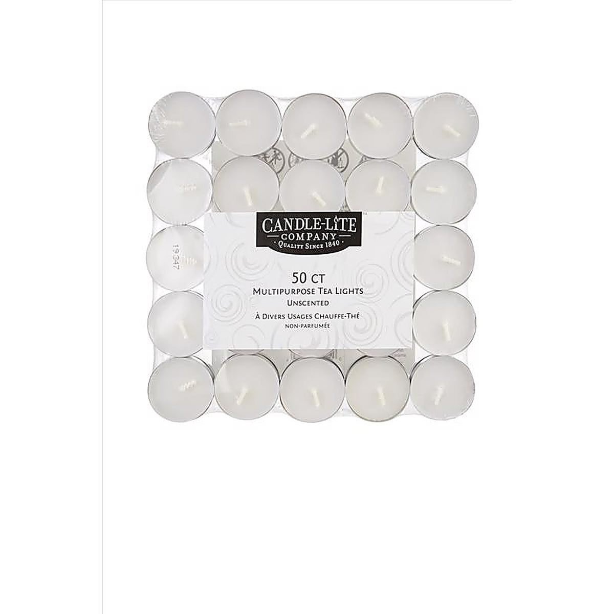 Candle-Lite 4231595 White Unscented Scent Tea Lights Candle