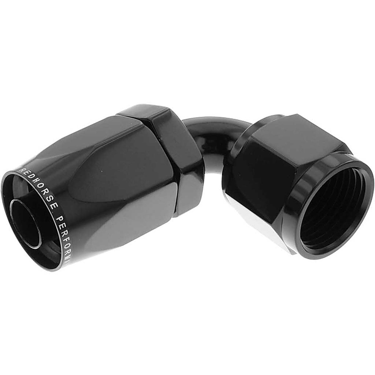 Red Horse Performance - 6090-04-2 - 04 90 Degree Female Aluminum Hose End - Black