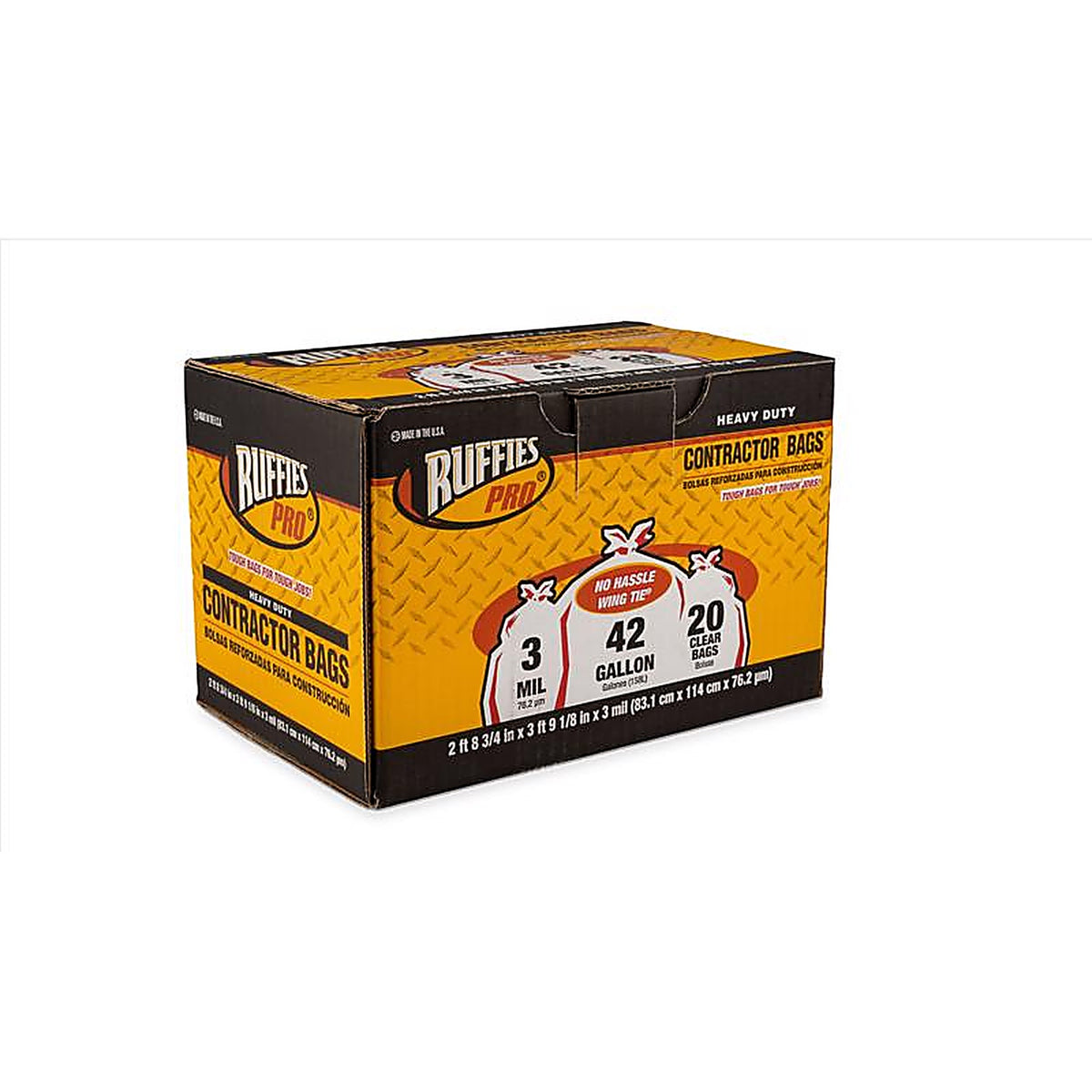 Iron-Hold 1124919 Ruffies Pro 42 gal. Contractor Bags Wing Ties 20/Pack