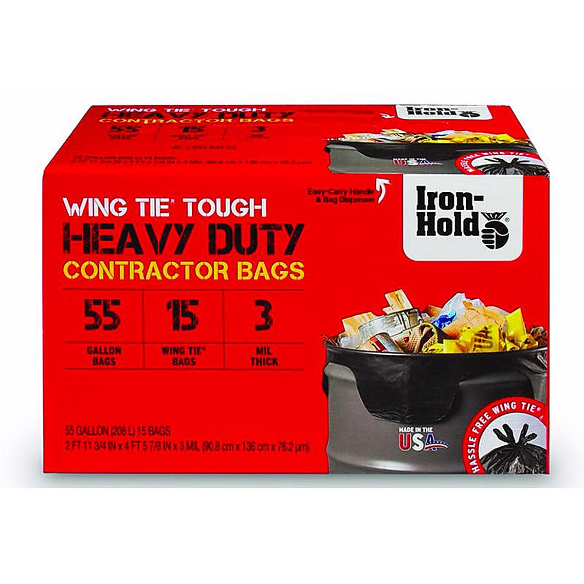 Iron-Hold 1652987 55 gal. Contractor Bags Wing Ties 15/Pack