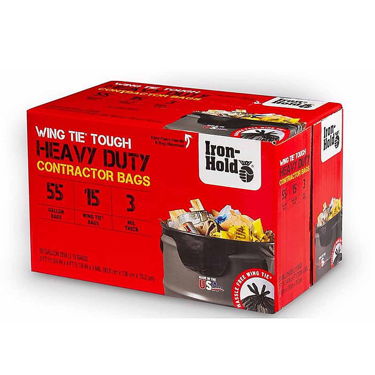 Iron-Hold 1652987 55 gal. Contractor Bags Wing Ties 15/Pack