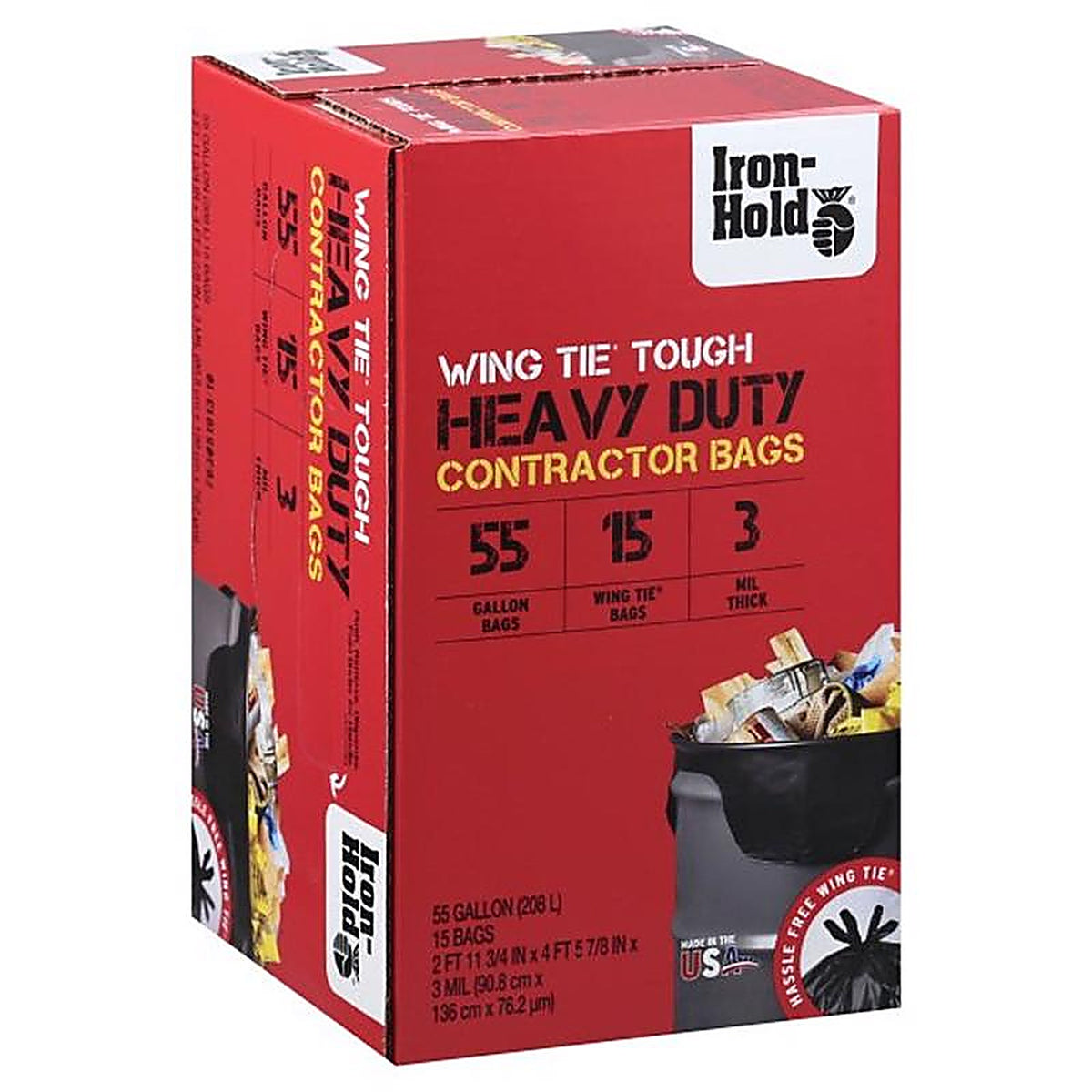 Iron-Hold 1652987 55 gal. Contractor Bags Wing Ties 15/Pack
