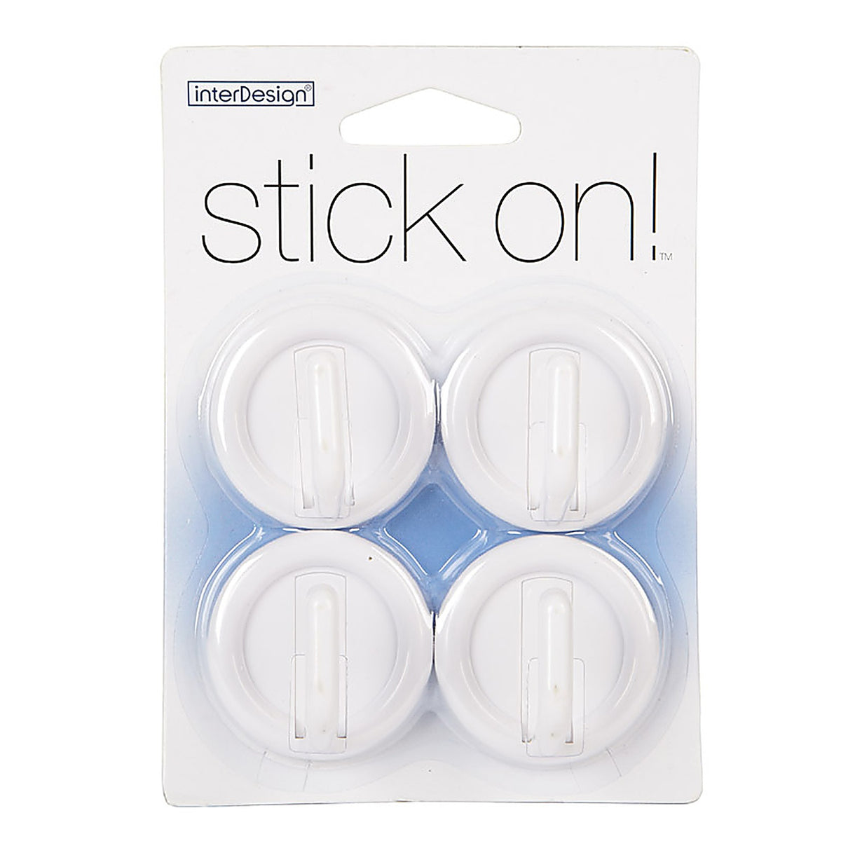 InterDesign 15001 1 in. L White Plastic Small stick on Hook 4/Pack
