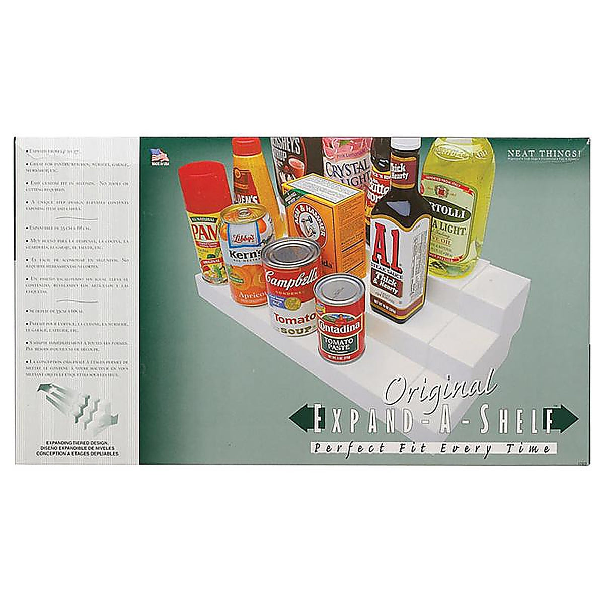 Neat Things 1703 4-1/8 in. H x 8 in. W x 27 in. L White Tiered Shelf Organizer