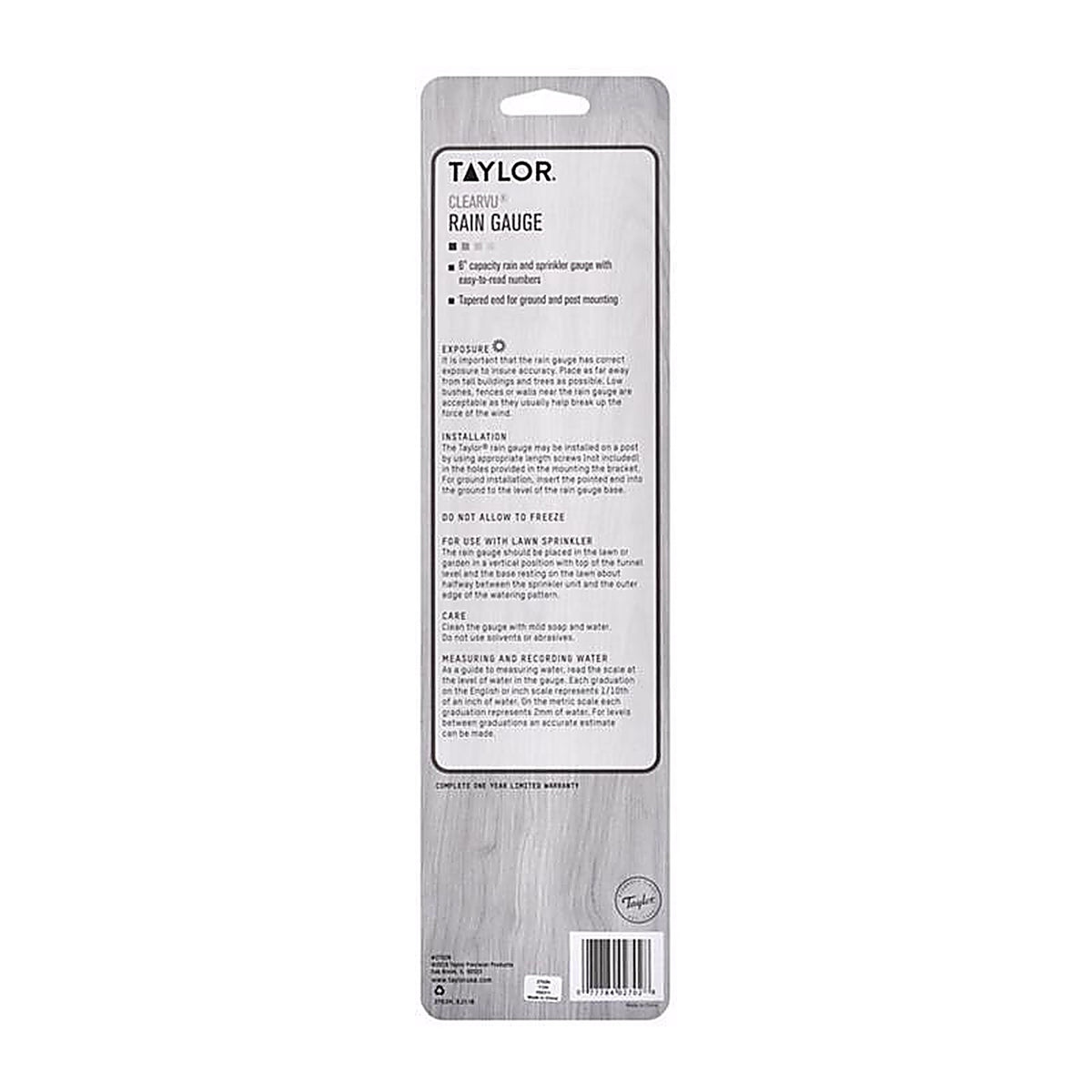 Taylor 2702N Rain Gauge Ground 6 in. W x 12.5 in. L