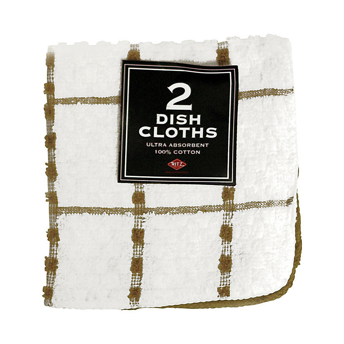 Ritz 27578 Biscotti Cotton Check/Solid Dish Cloth 2/Pack