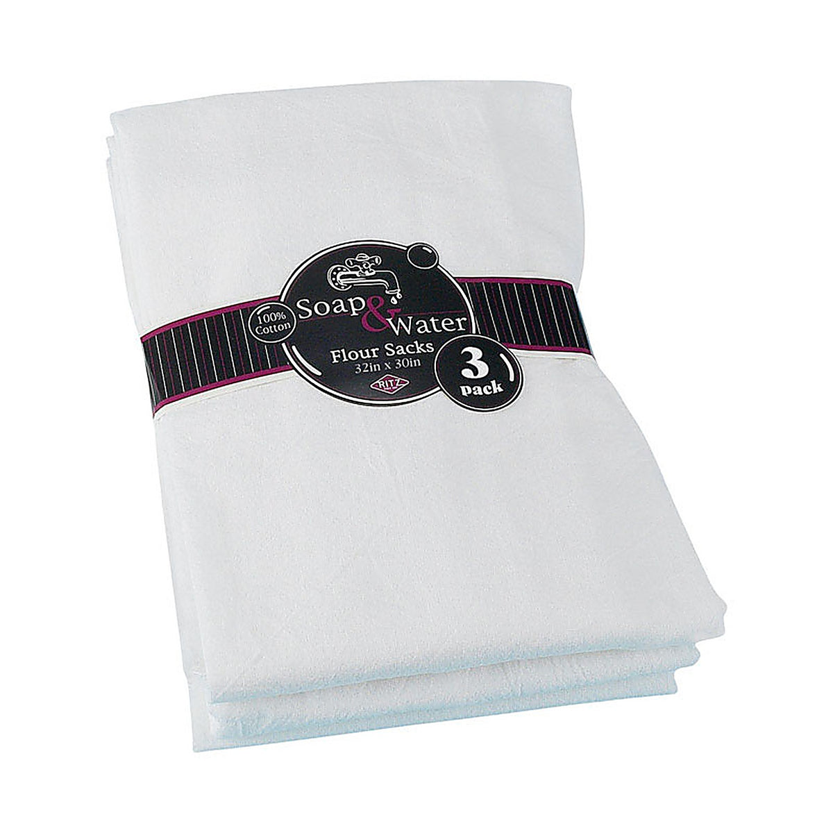 Ritz 10022 White Cotton Solid Flour Sack Towel 3/Pack
