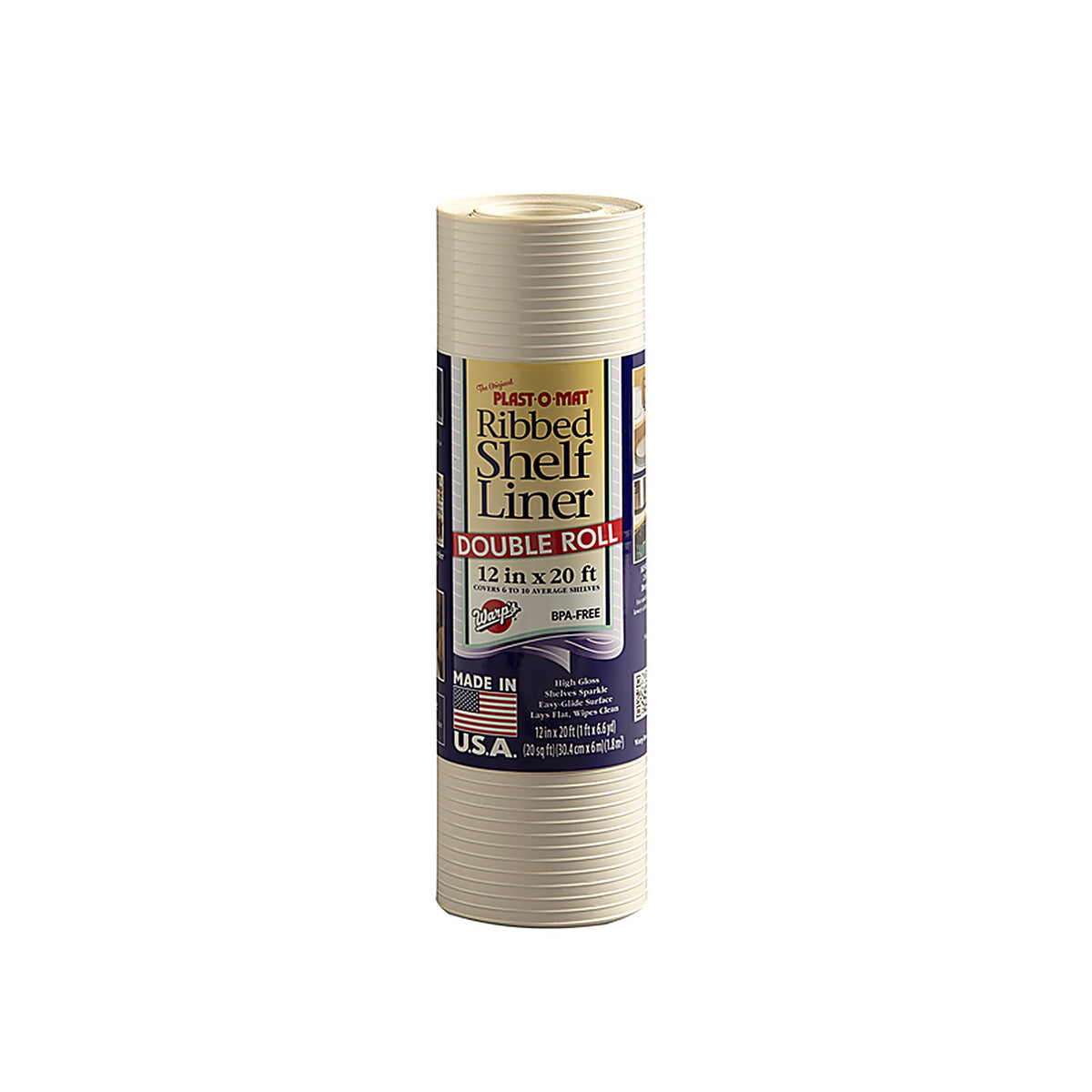 Warp's PM120-Q Plast-O-Mat 20 ft. L x 12 in. W Bisque Non Adhesive Ribbed Shelf Liner