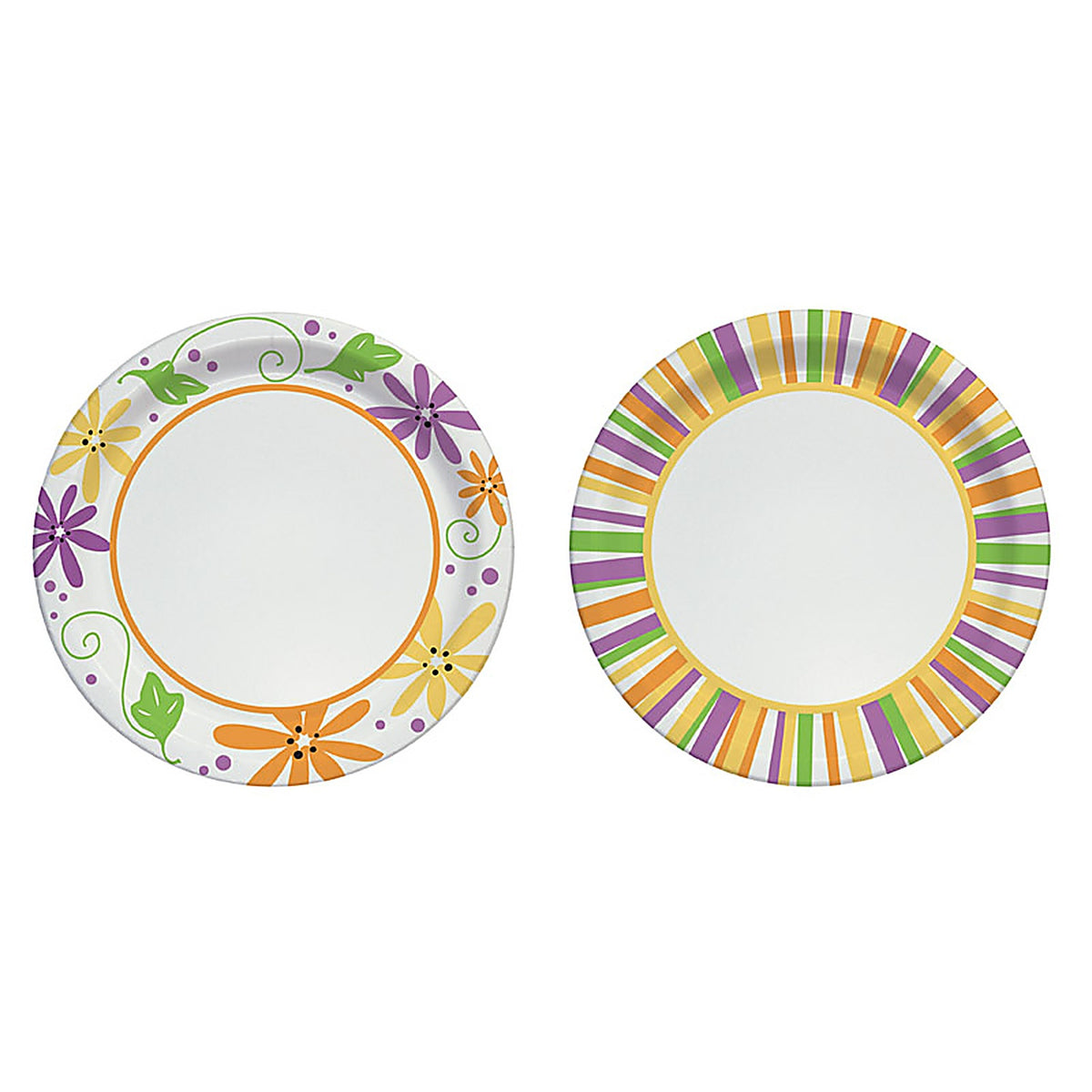 Solo Cup RD10P-J5689 Paper Mixed Garden Party Stripes and Flowers Design Plate 10 in. Dia. 22/Pack