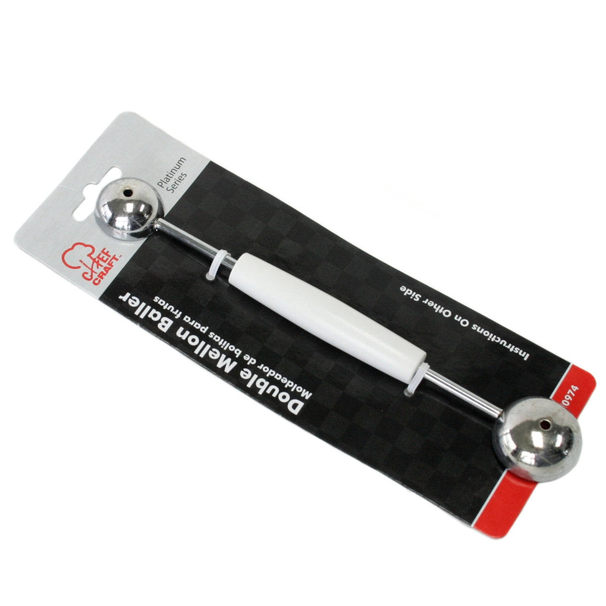 Chef Craft 20974 5 in. W x 8 in. L Silver/White Plastic/Stainless Steel Double Melon Baller
