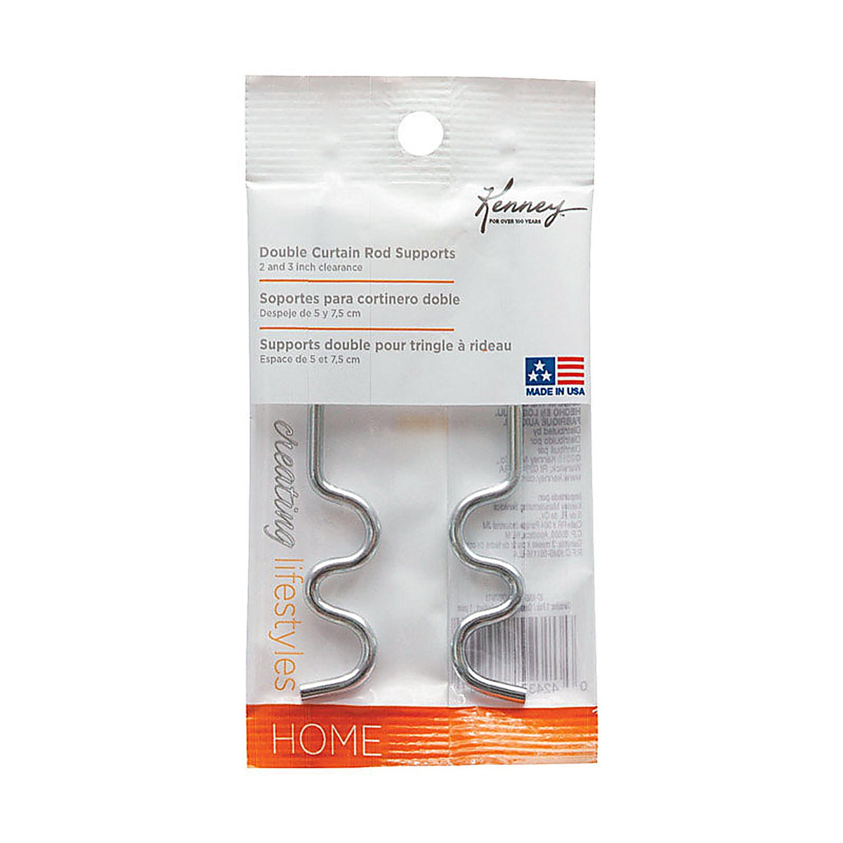 Kenney KN879/11 Chrome Silver Curtain Rod Support Hook