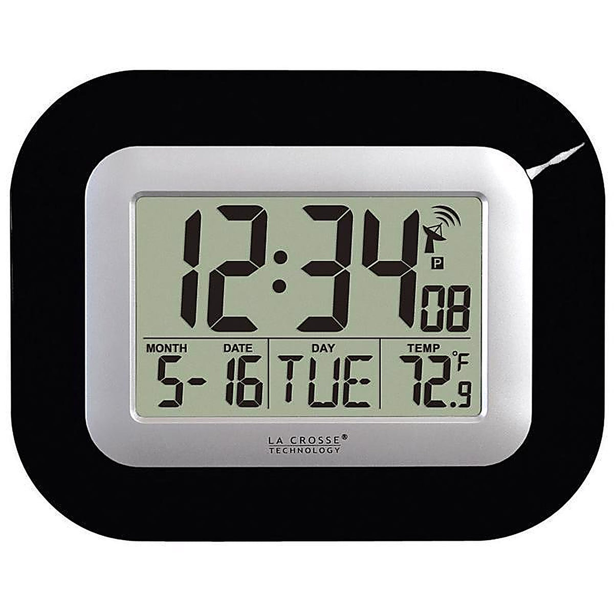 La Crosse Technology WT-8005U-B 9 in. L x 1-1/2 in. W Indoor Contemporary Digital Atomic Wall Clock Plastic