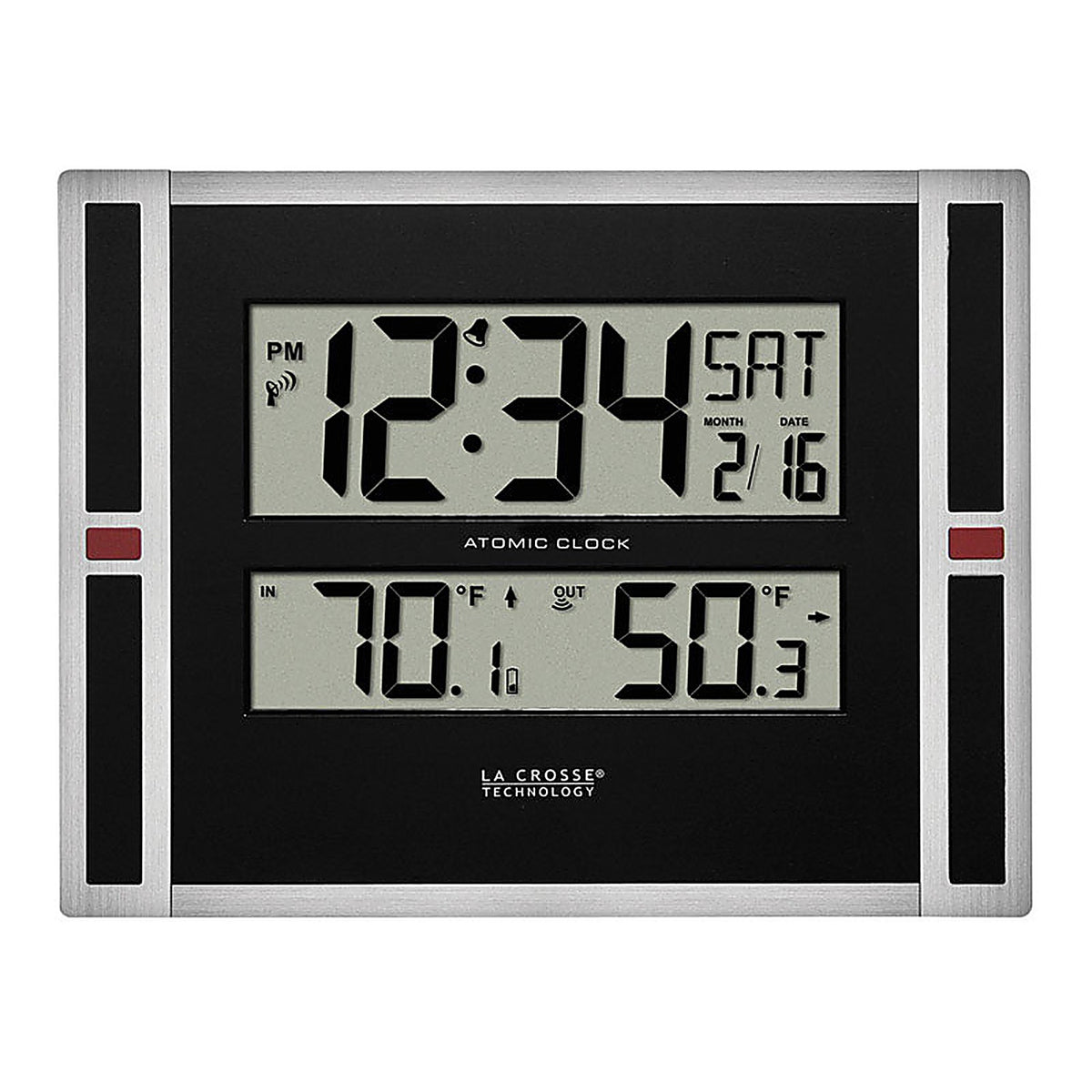 La Crosse Technology 513-149 11 in. L x 1-1/8 in. W Indoor Contemporary Digital Atomic Wall Clock Plastic