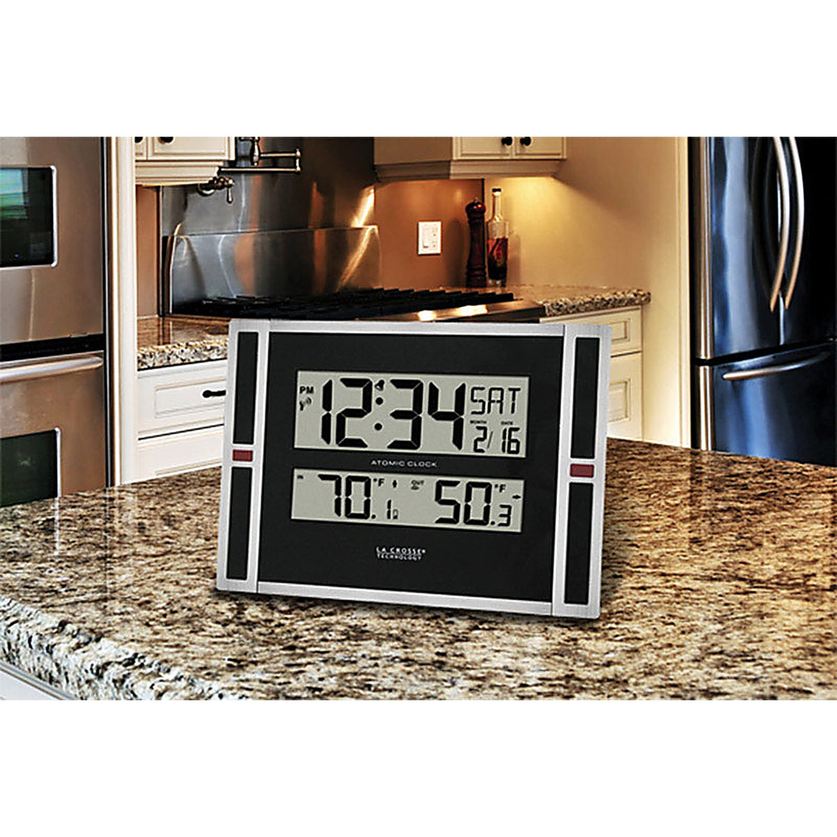 La Crosse Technology 513-149 11 in. L x 1-1/8 in. W Indoor Contemporary Digital Atomic Wall Clock Plastic