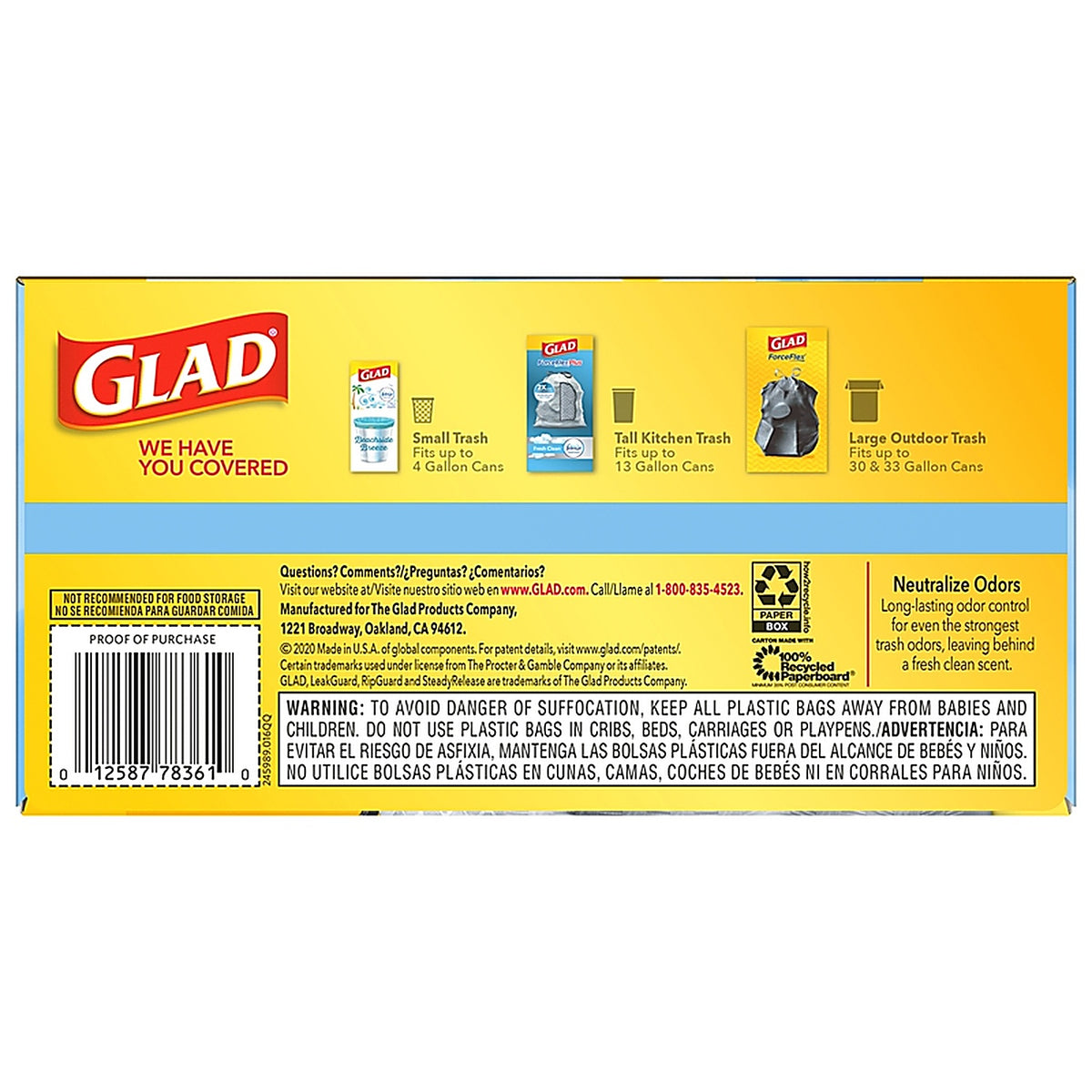 Glad 78361 ForceFlex 13 gal. Fresh Scent Tall Kitchen Bags Drawstring 40/Pack