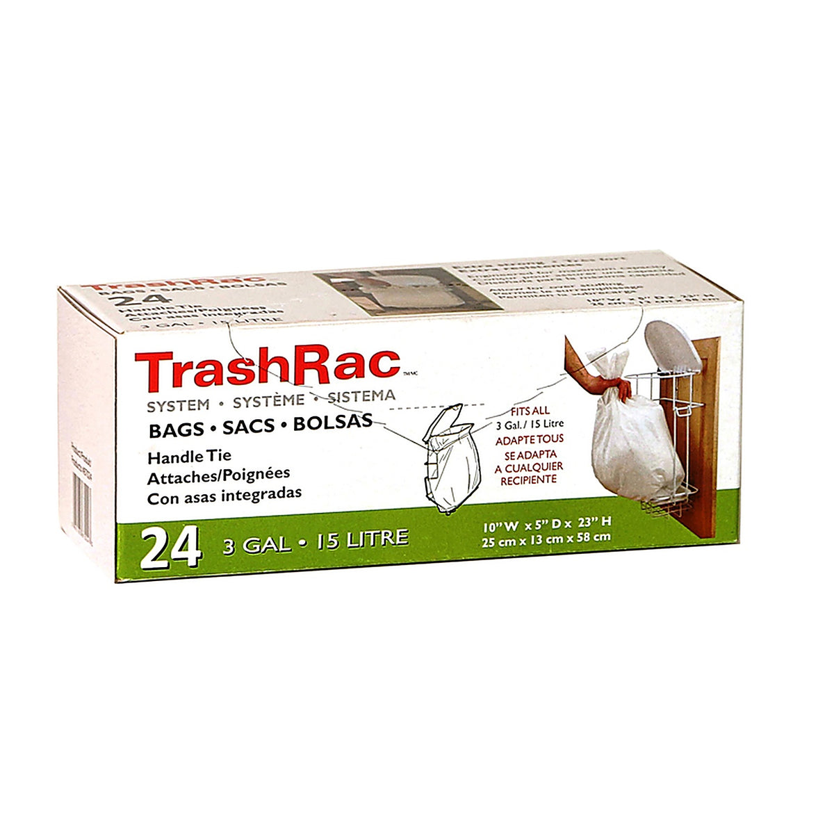Sunbeam Trashrac 87024 3 gal. Trash Bags Handle Tie 24/Pack