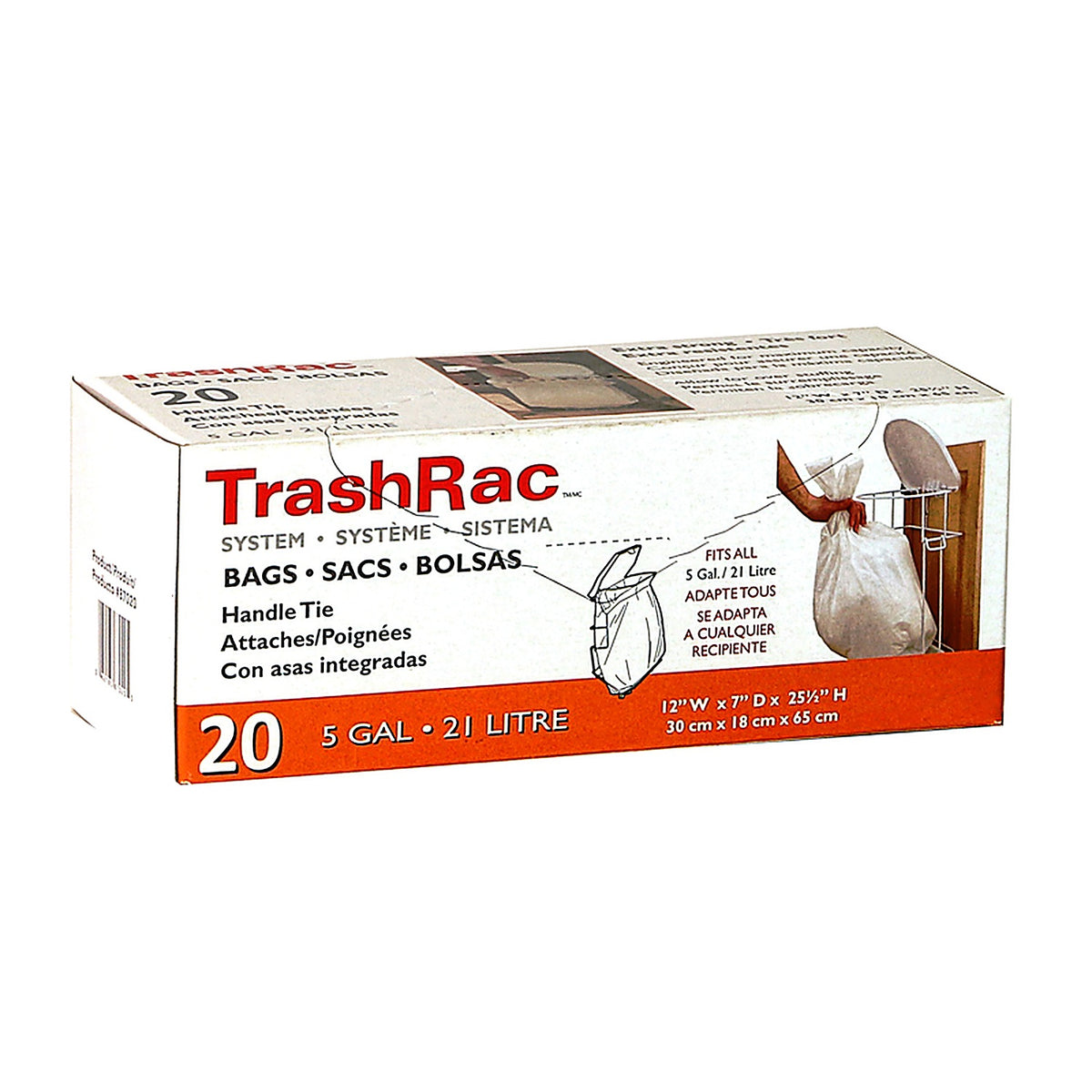Sunbeam Trashrac 87020 5 gal. Trash Bags Handle Tie 20/Pack