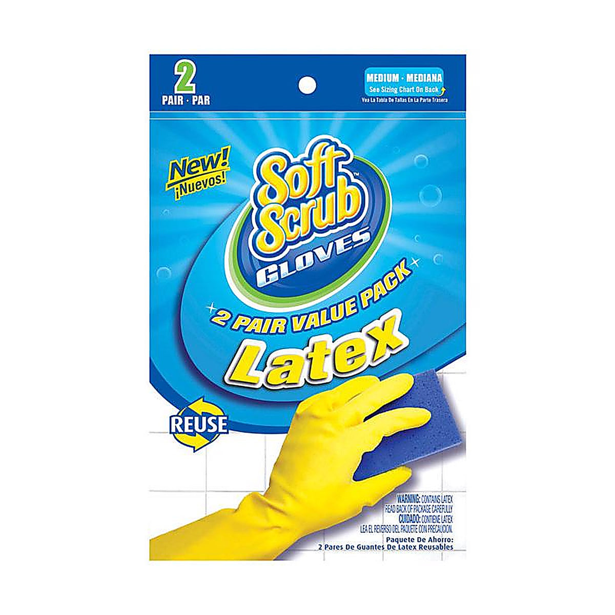 Soft Scrub 12322-26 Soft Scrub Latex Cleaning Gloves M Yellow 2 pair