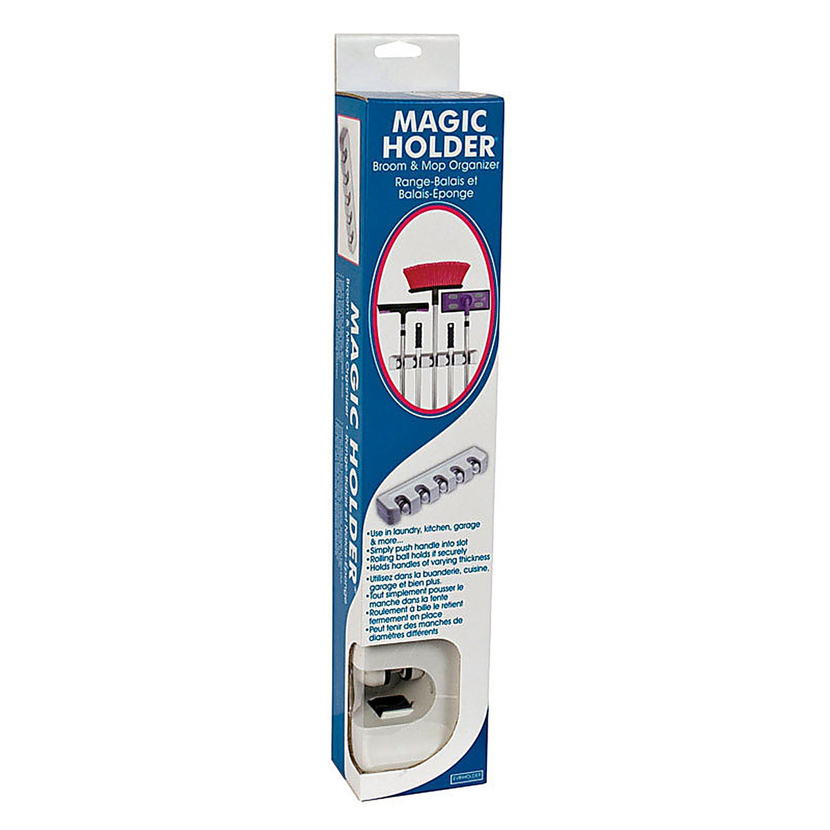 Evriholder MH5-W Magic Holder 3-1/8 in. H x 2-1/2 in. W x 17-1/2 in. L White Mop Holder