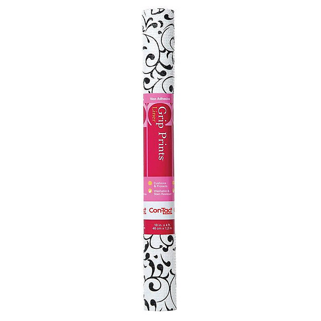 Con-Tact 04F-C7HR6-06 Grip Prints 4 ft. L x 18 in. W Virtu Black Non-Adhesive Shelf Liner