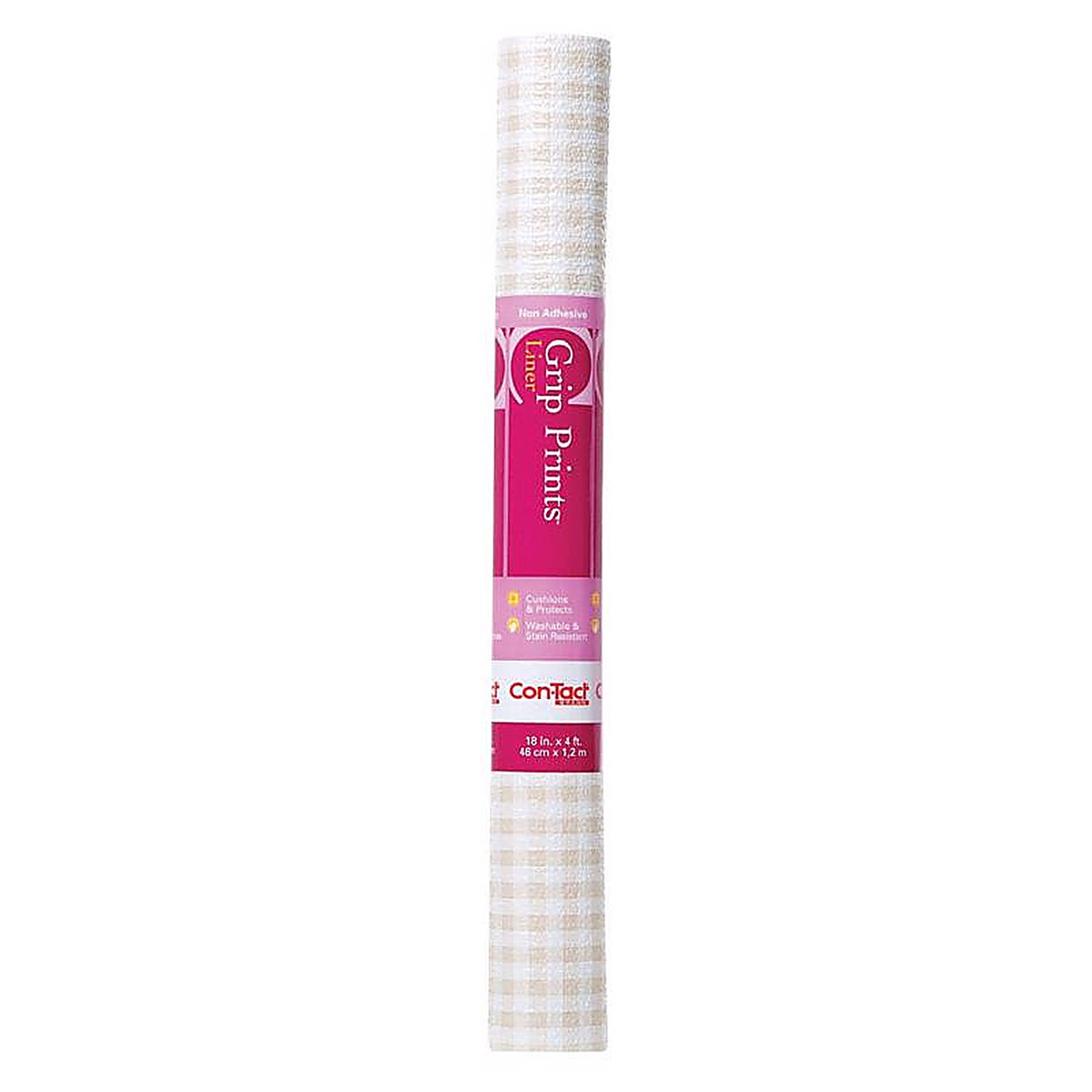 Con-Tact 04F-C7H34-06 Grip Prints 4 ft. L x 18 in. W Khaki Plaid Non-Adhesive Shelf Liner