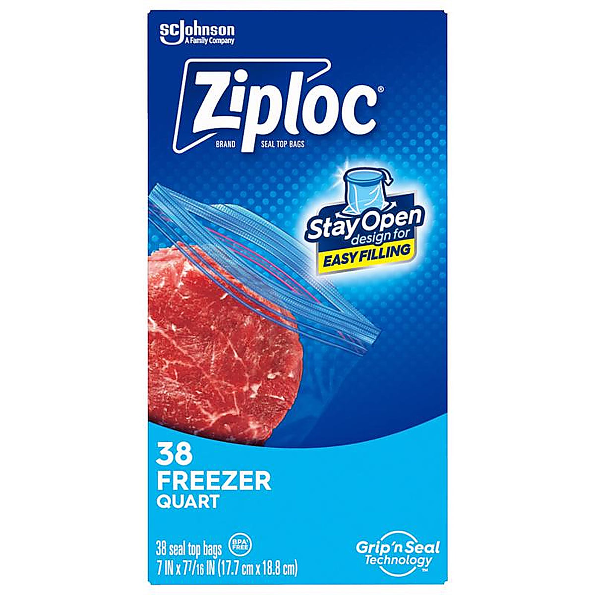 Ziploc 381 1 qt. Clear Freezer Bag 38/Pack