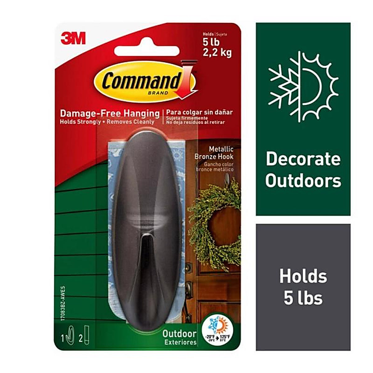 3M 17083BZ-AWES Large Plastic Designer Hook 4-1/8 in. L 1/Pack