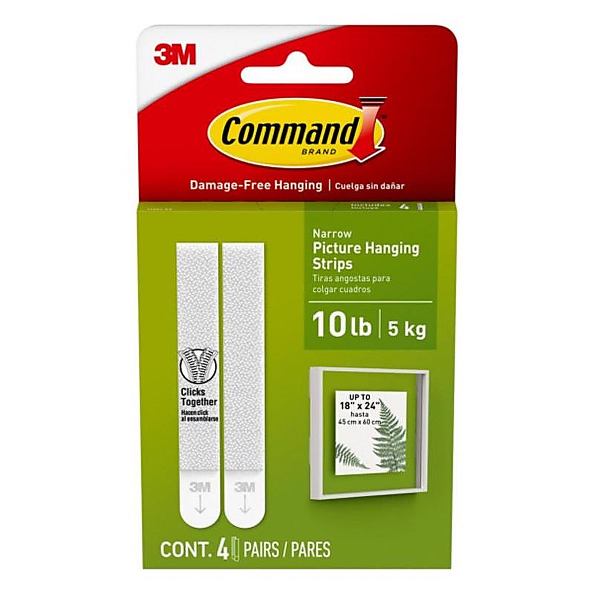 3M 17207-ES Command White Foam 8/Pack Picture Hanging Strips