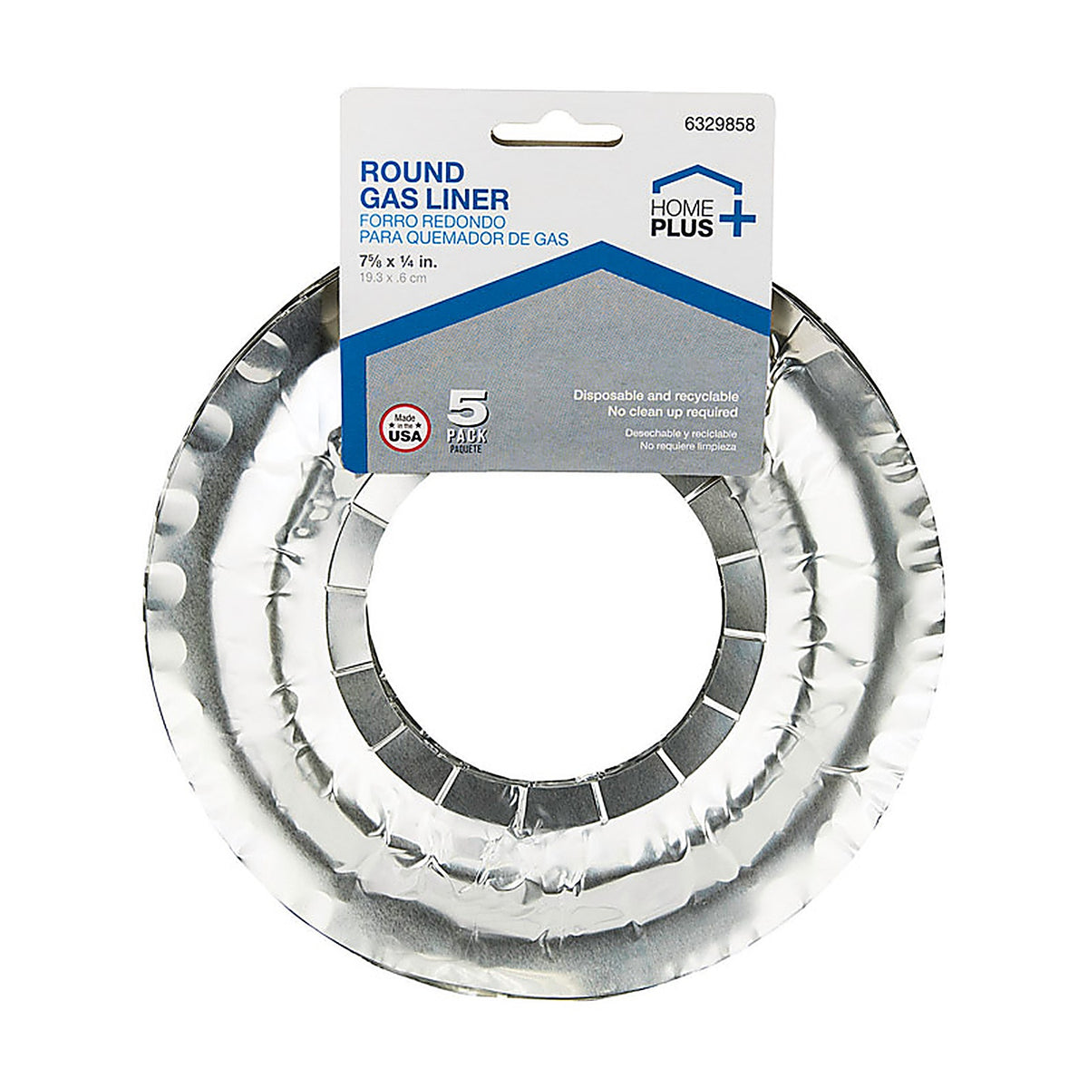Home Plus D60050 Durable Foil 7 5/8 in. Gas Burner Liner Silver 5/Pack