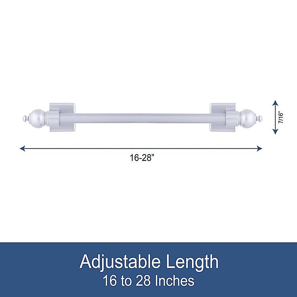Kenney KN40343 Satin Silver Silver Magnet Cafe Rod 16 in. L x 28 in. L