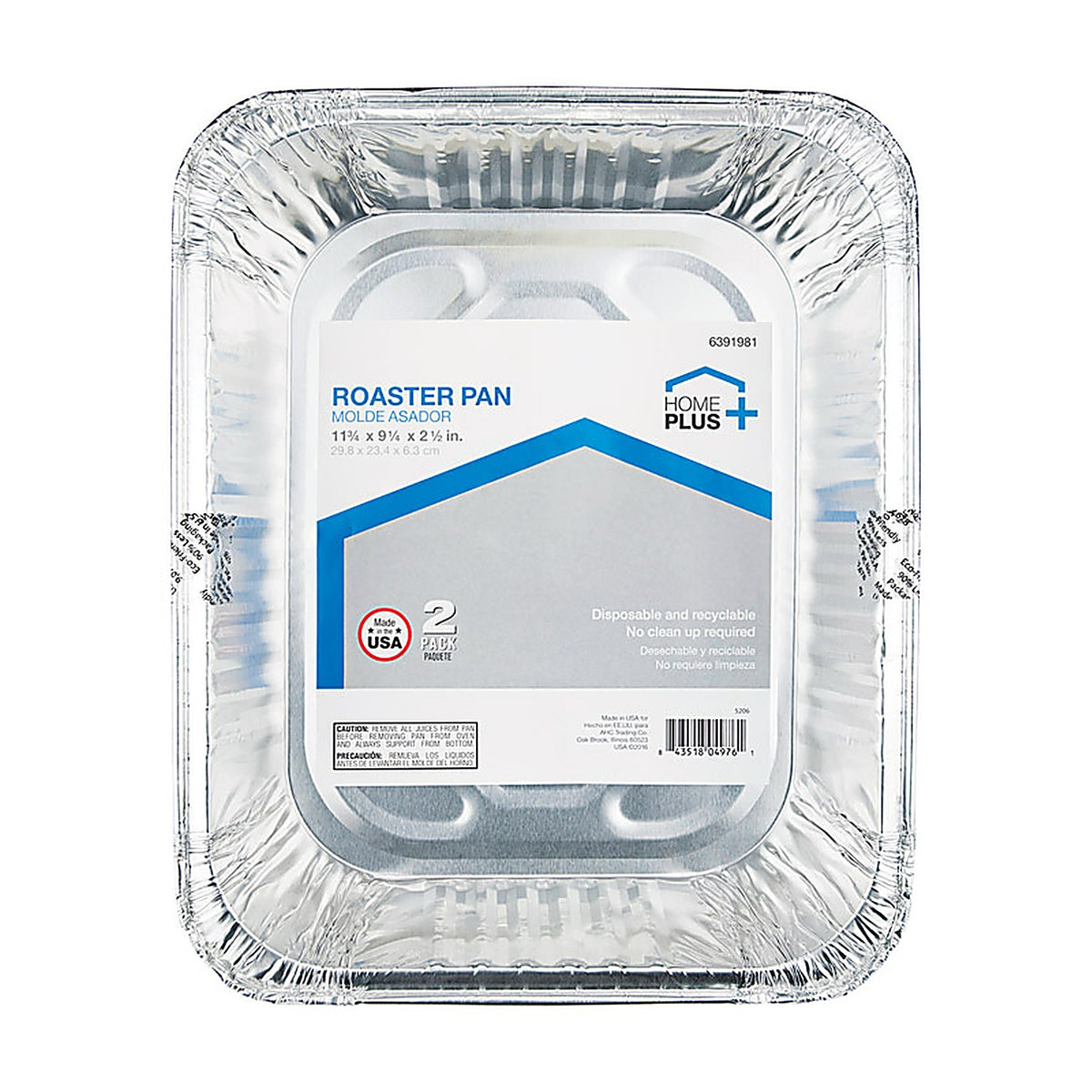 Home Plus D42020 Durable Foil 9-1/4 in. W x 11-3/4 in. L Roaster Pan Silver 2/Pack