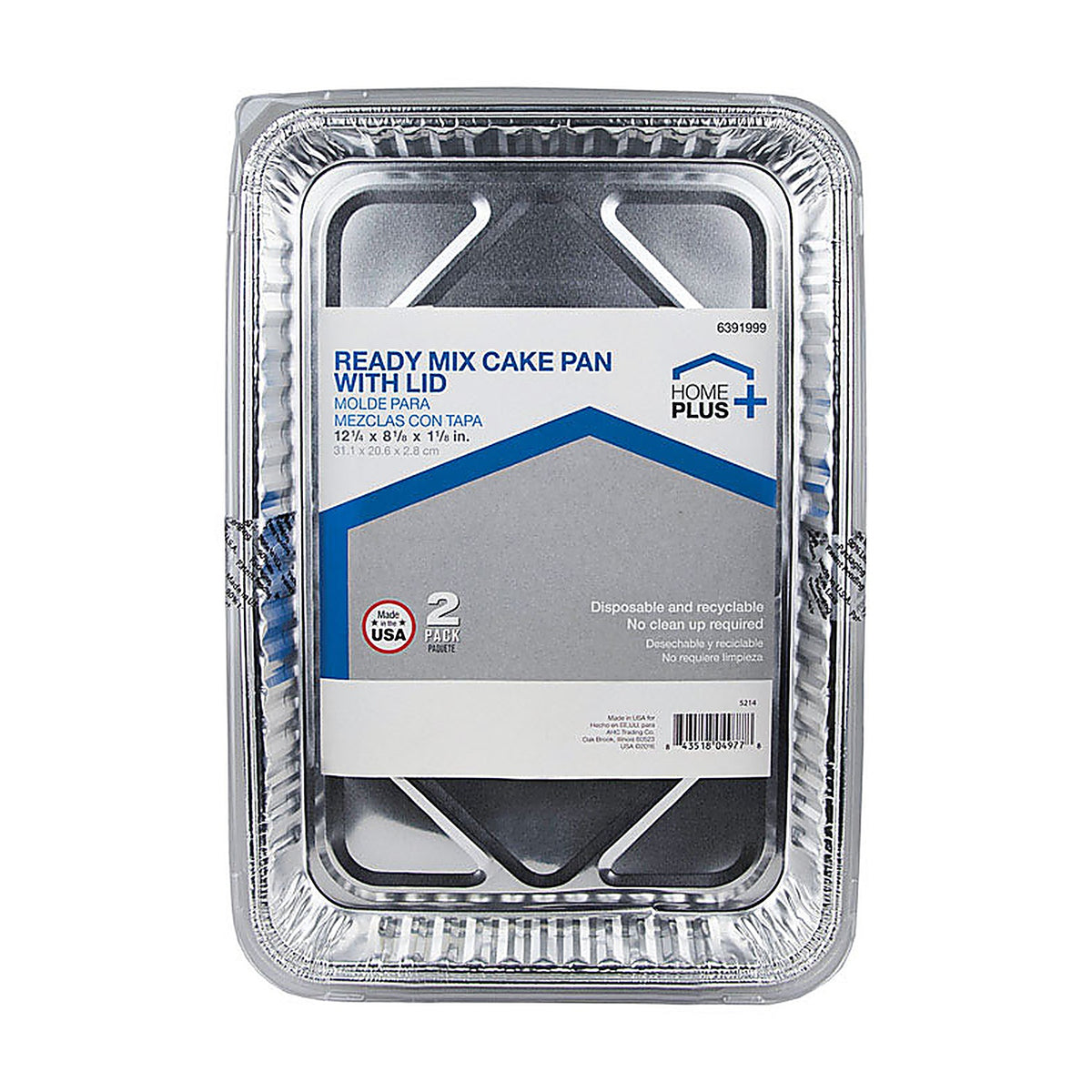 Home Plus D19020 Durable Foil 8-1/8 in. W x 12-1/4 in. L Cake Pan Silver 2/Pack