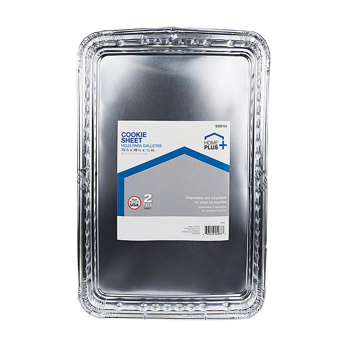 Home Plus D70020 Durable Foil 10-3/4 in. W x 15-1/2 in. L Cookie Sheet Silver 2/Pack