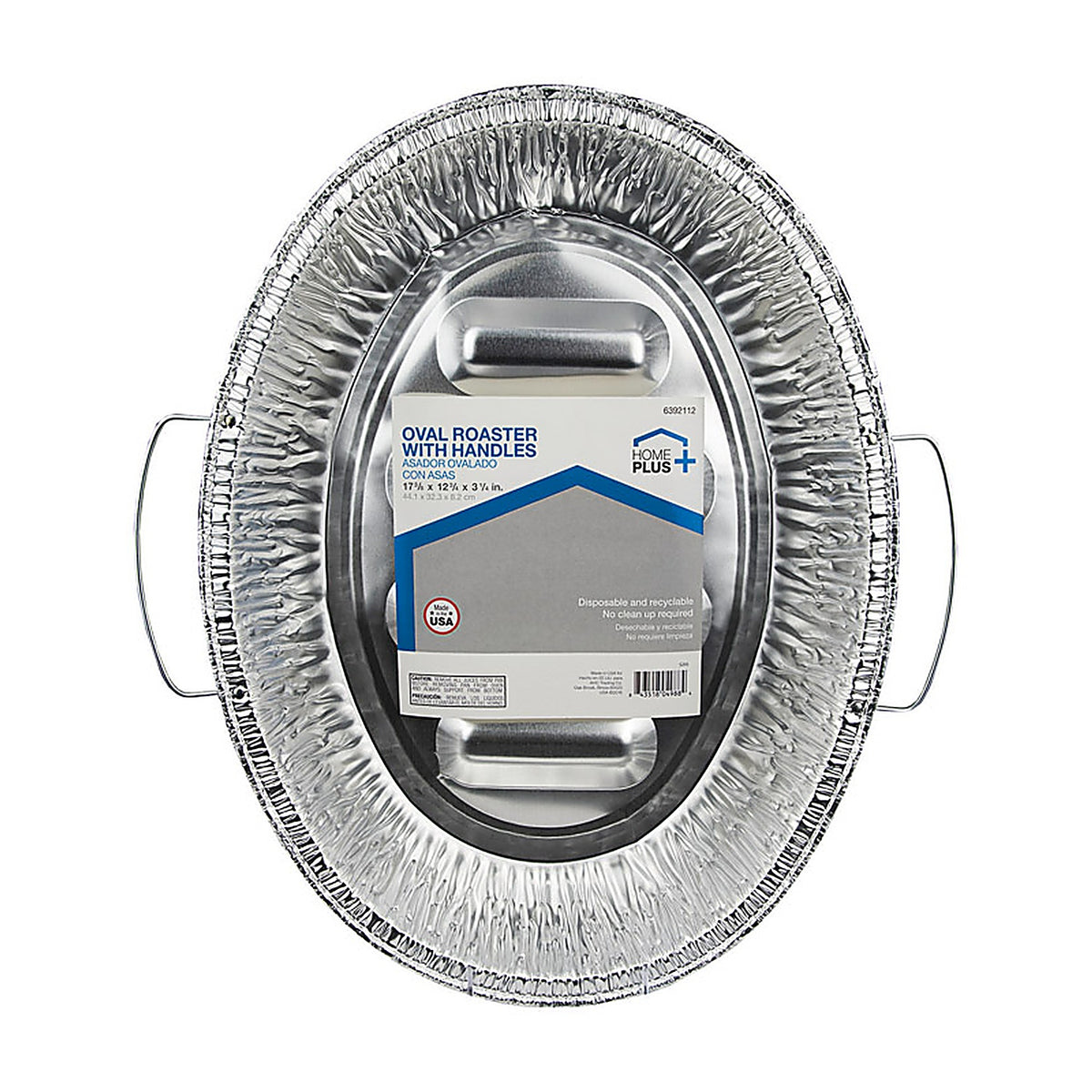 Home Plus D72113 Durable Foil 12-3/4 in. W x 17-3/8 in. L Oval Roaster Pan Silver 1/Pack